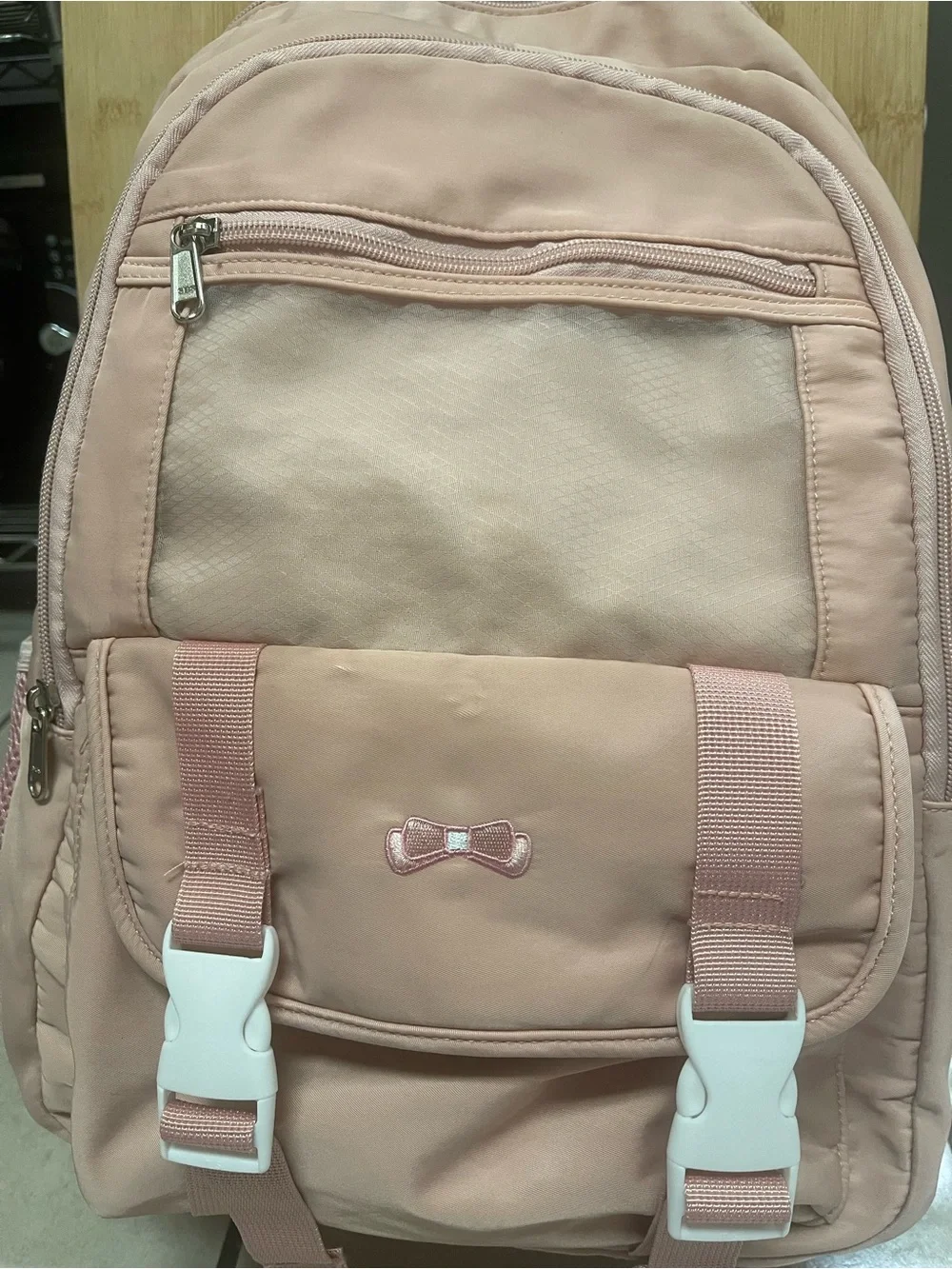 Kids Pink Bow Accent Backpack